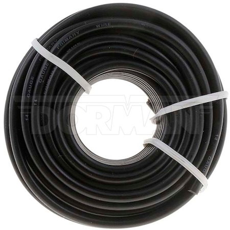 Motormite Primary Wire, Automotive, 14 AWG, Copper, Black, PVC Jacket, Stranded 85718